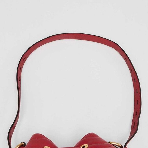 Gucci Red Chevron Quilted Leather Marmont Bucket Bag - Picture 9 of 12